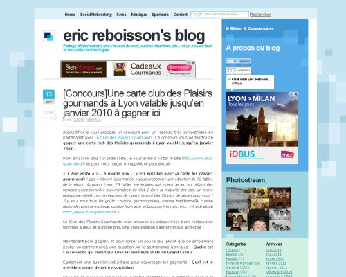 Une carte club des Plaisirs gourmands à gagner ici – article au sujet du Club